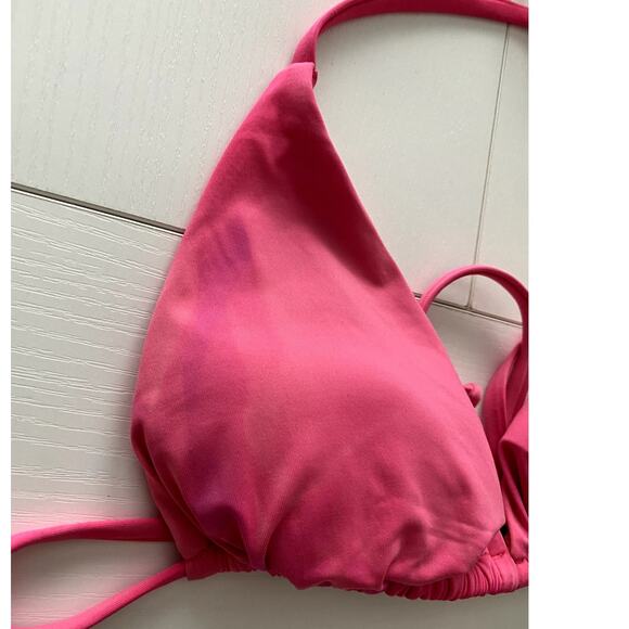 NWT Becca String Bikini Top in Pink Size Medium Possible Defects Discoloration - Picture 3 of 8